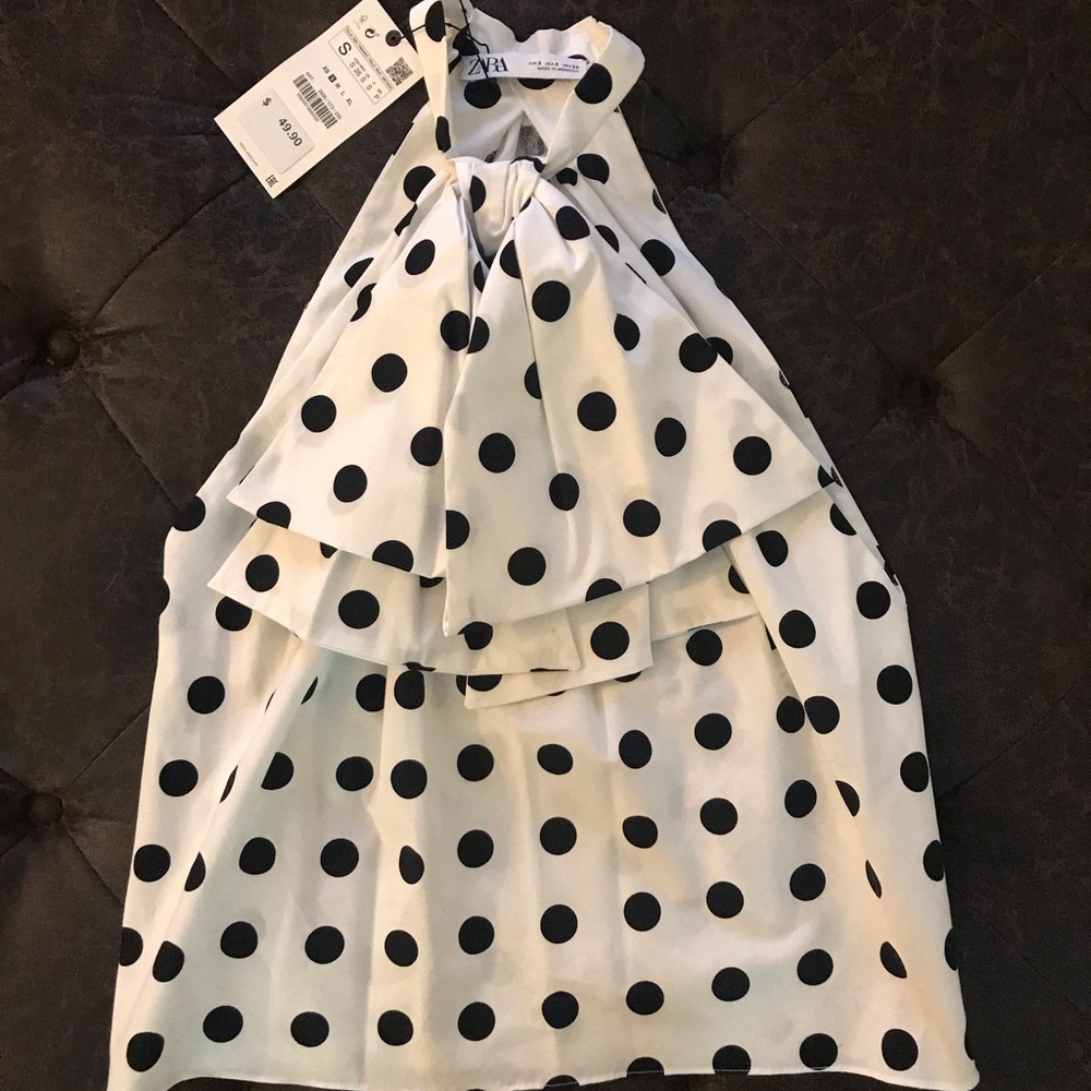 Zara Top White with Black Polka Dots